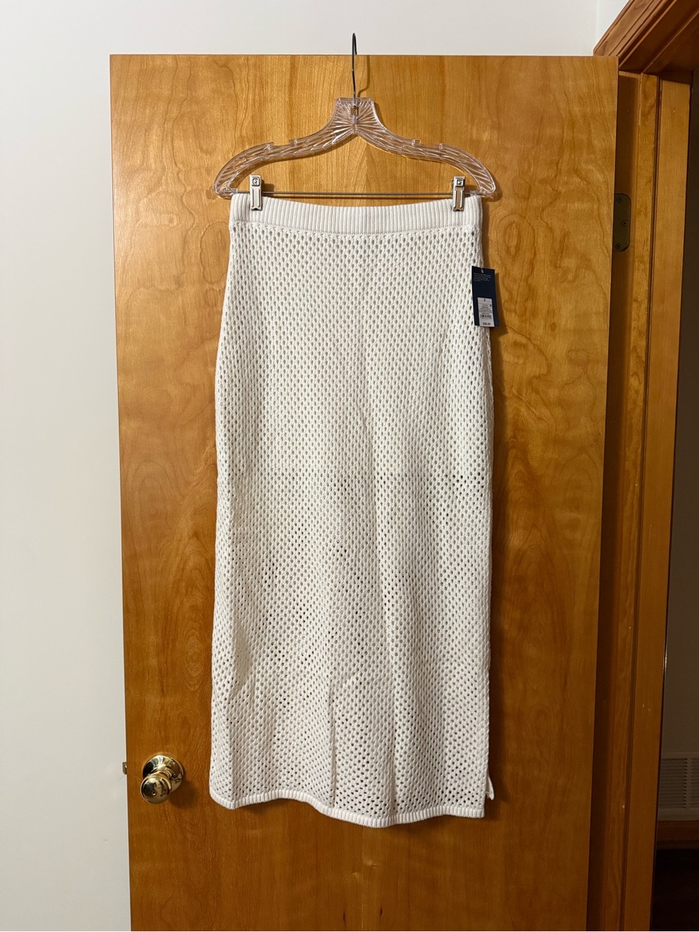 Universal Thread Cream Maxi Sweater Side Slit Skirt Lined Open Knit NWT Small